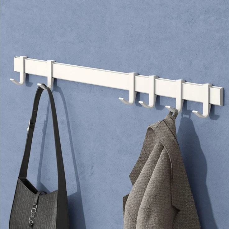 doporro Garderobenleiste Kleiderhaken 4/6/8 Verschiebbare Alu-Wandhaken selbstklebend Stalo-12 (6 St), 4 Verschiebbare Wandhaken aus Alu – Bild 5
