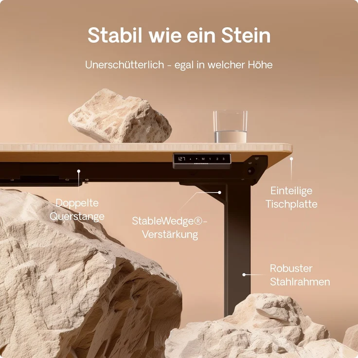 Desktronic HomePro Elektrisch höhenverstellbarer Schreibtisch 160x80cm Bambus/Schwarz mit Memory-Funktion, Anti-Kollisions Technologie, USB-A und USB-C-Ladeanschlüssen – Bild 4
