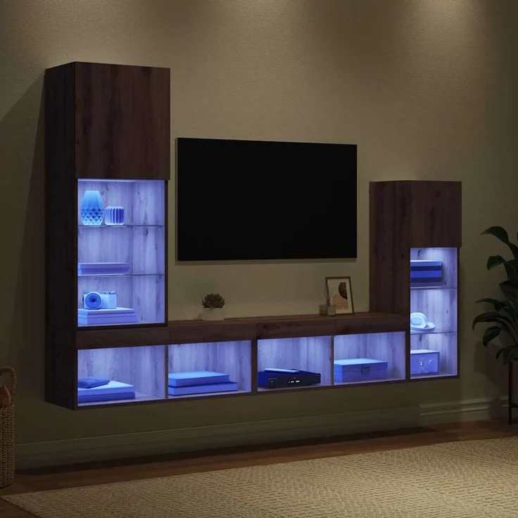 vidaXL TV-Wandgeräte 4 stk. Artisan-Eiche Holzwerkstoff 3402945 – Bild 5