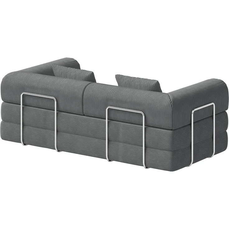skølm 'Lofn' Modulares Sofa 2 Sitzer, 200x100 cm, Vollschaumcouch mit Metallgestell, Cord dunkelgrau, Schlafsofa vakuumverpackt, kein Aufbau erforderlich – Bild 11