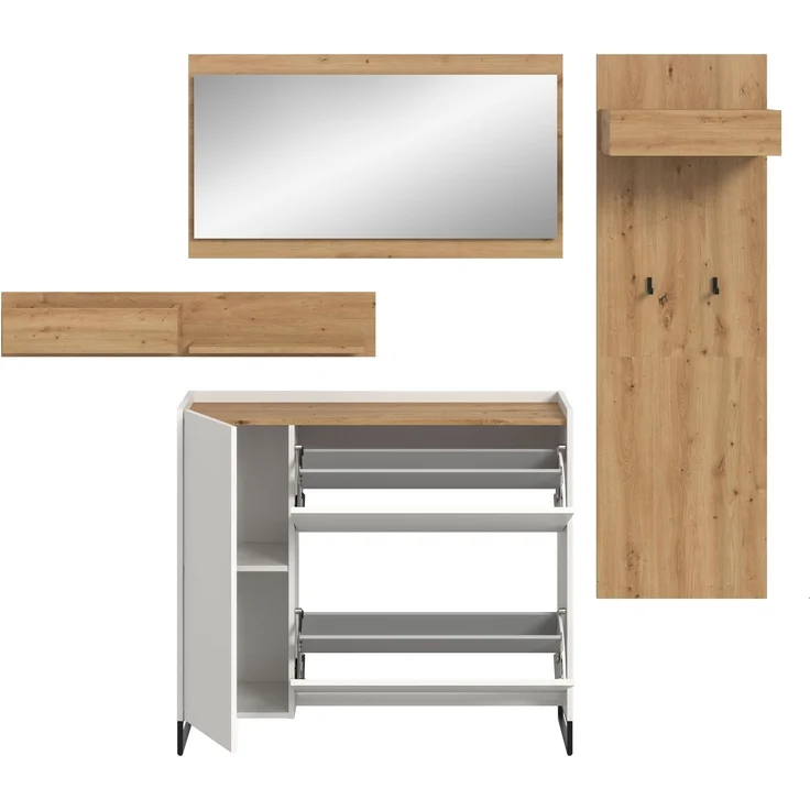 Garderoben-Set >Drive< in Weiß - 192x175x32cm (BxHxT) – Bild 3