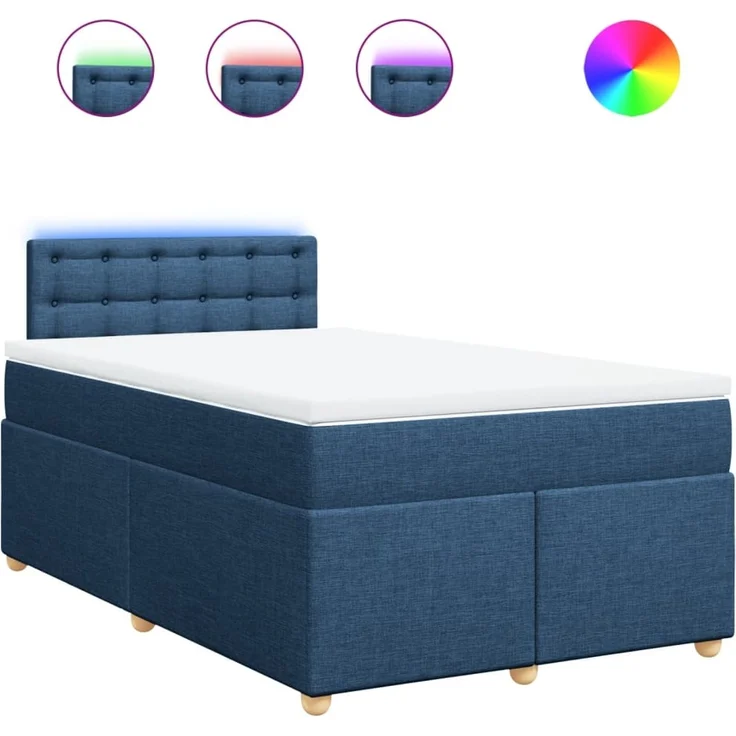 vidaXL Boxspringbett mit Matratze Blau 120x200 cm Stoff 3288967 – Bild 2