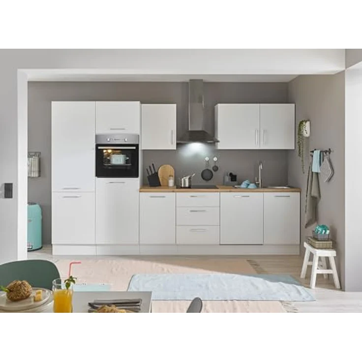 Stella Trading Turin ZB Küchenzeile 340 x 211 x 60 cm, weiß - Ohne Küchengeräte - Moderne, geräumige Küche in Artisan-Eiche Optik mit viel Stauraum – Bild 6