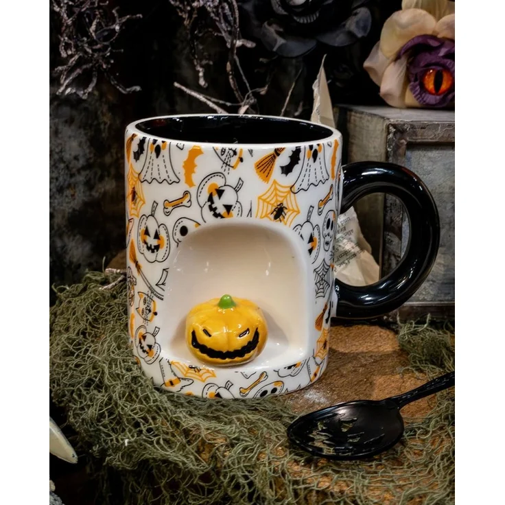 Horror-Shop Tasse Halloween Motiv Tasse mit Mini Kürbis als Geschenk, Keramik – Bild 2