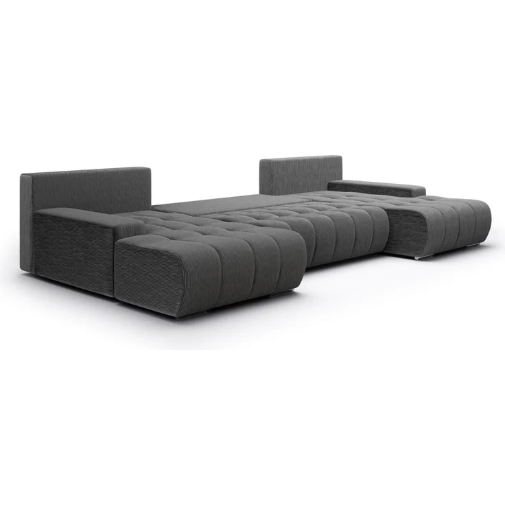 Wohnlandschaft Sofa mit Schlaffunktion VOGAR Stoff Poso Dunkelgrau – Bild 2