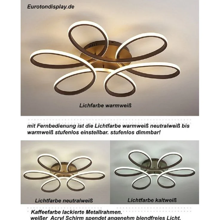 Eurotondisplay LED Deckenleuchte LED Deckenlampe Fernbedienung Lichtfarbe einstellbar dimmbar Leuchte, LED fest integriert, Warm- bis Kaltweiß einstellbar, Lichtfarbe und Helligkeit mit Fernbedienung einstellbar – Bild 4