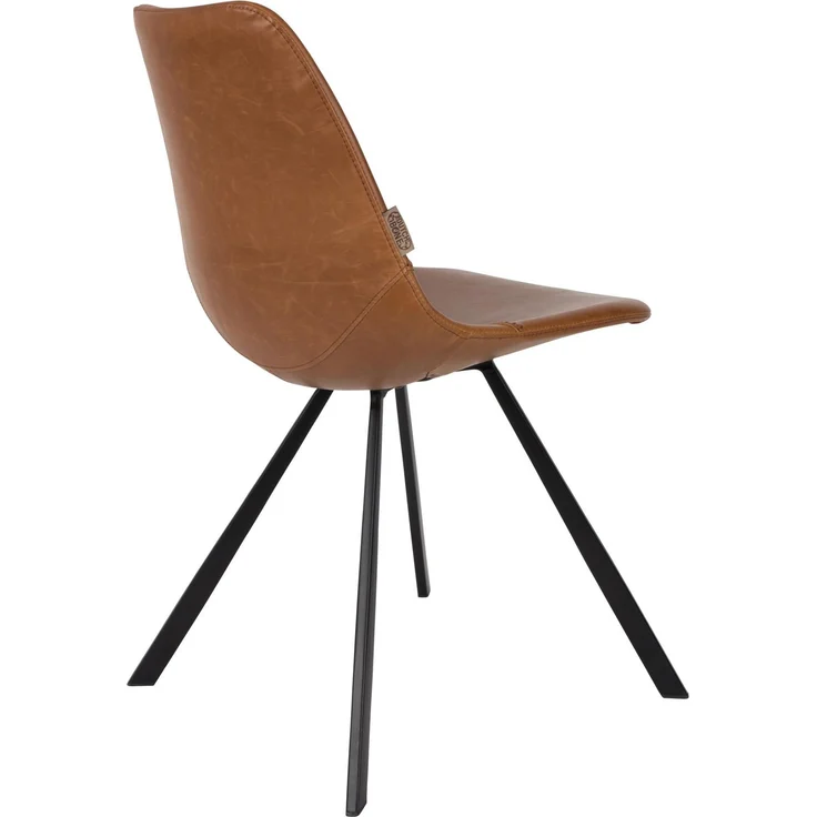 Dutchbone Esszimmerstuhl Franky im 2er-Set, Kunstleder Braun mit schwarzem Stahlgestell im Vintage-Look für Wohnzimmer – Bild 3