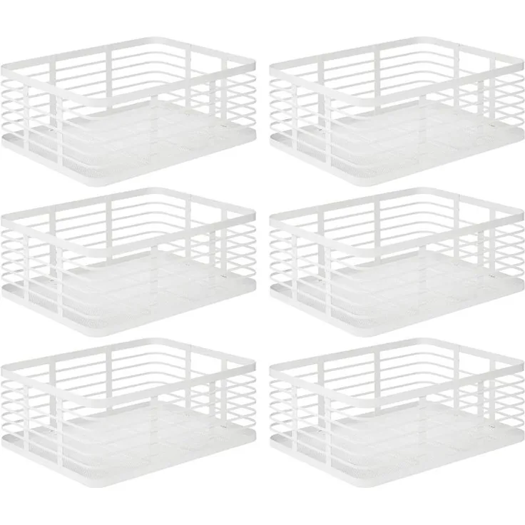 mDesign Drahtkorb Gitterbox Aufbewahrung Organizer 6er Set Metall Weiß