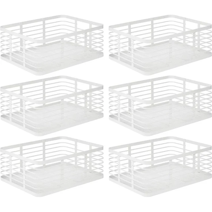 mDesign Drahtkorb Gitterbox Aufbewahrung Organizer 6er Set Metall Weiß – Bild 1