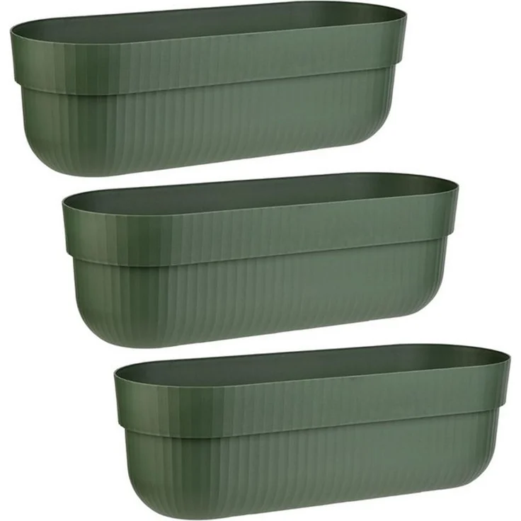Engelland Blumenkasten mit Wasserspeicher/Drainagesystem und Abstandshalter (Vorteils-Set, 3 St), Blumentopf, 50 cm, PP-Kunststoff, Balkonkasten, länglich, formstabil – Bild 4