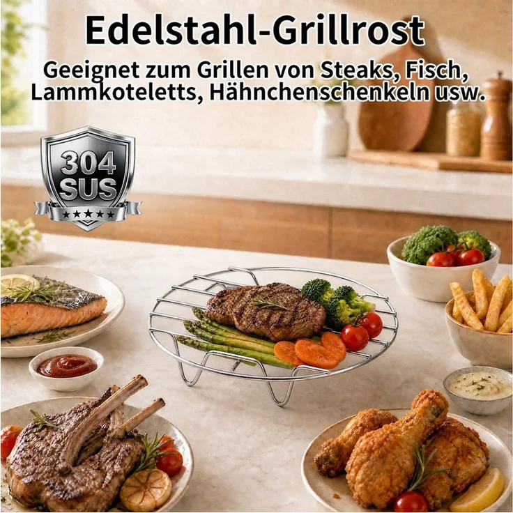 Insma Backform Airfryer Zubehör,Heißluftfritteuse Zubehör Set,Silikonformen,BPA-frei, (21-tlg), Silikonkorb faltbar, Backpapier, Grillrost, Pizzablech & Küchenzubehör – Bild 4