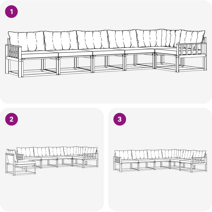 vidaXL Outdoor-Sofagarnitur 6 stk. 6-Sitzer Natur und Beige 3369504 – Bild 8