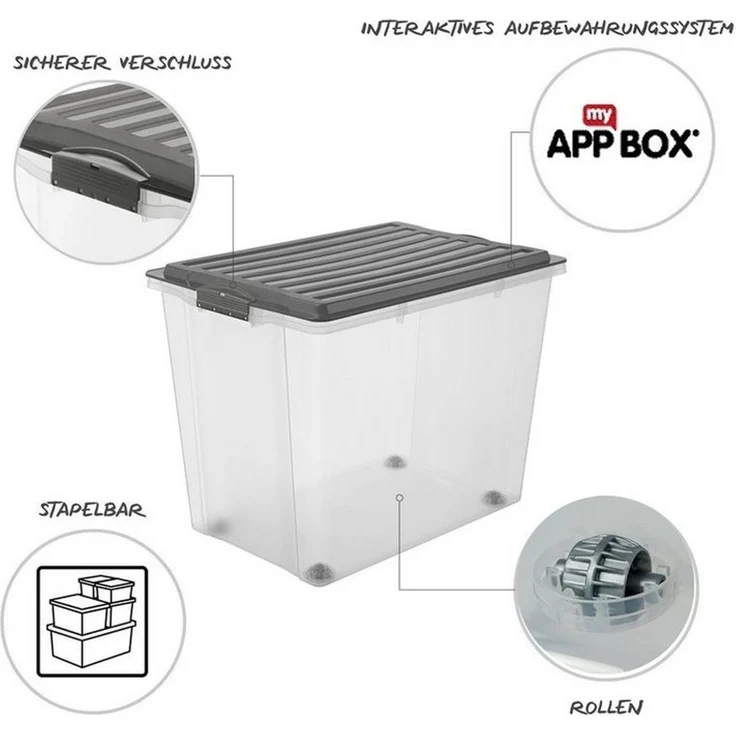 ROTHO Aufbewahrungsbox Compact Aufbewahrungsbox 70l mit Deckel, Kunststoff (PP) – Bild 2