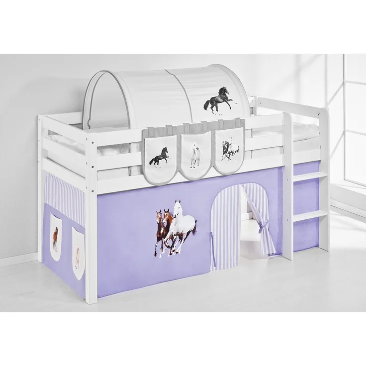 Vorhang 'Pferde' Lila Beige - für Hochbett, Spielbett und Etagenbett