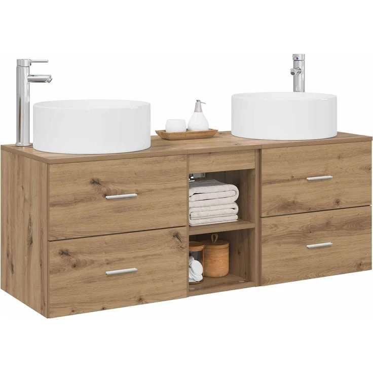 vidaXL Badezimmerschrank-Set 3 stk. Artisan-Eiche 129 x 44,5 x 80 cm 3405954 – Bild 3