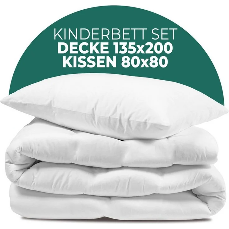 KNERST Kinderbettdecke + Microfaserkissen Kinder Bettdecken für kuschelig, weiche Träume, Füllung: 100% Polyester, Hautfreundlich, für Allergiker geeignet, waschbar bis 60 grad – Bild 1