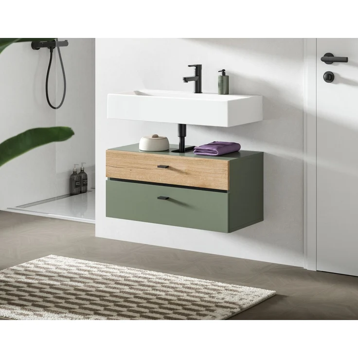 Aqua Waschbeckenunterschrank in Sage Green Nachbildung – Bild 6