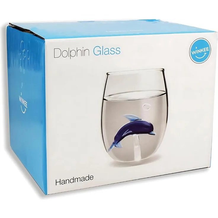Winkee Glas Winkee - Handgemachtes Delphin Glas, Kristall-Trinkglas, Dessertg