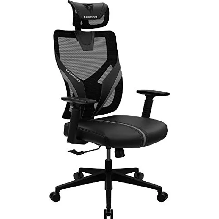 ThunderX3 YAMA 1, Ergonomischer Gaming-Stuhl mit Mesh-Bezug, höhenverstellbaren Armlehnen, bis 150 kg belastbar, schwarz/schwarz – Bild 5