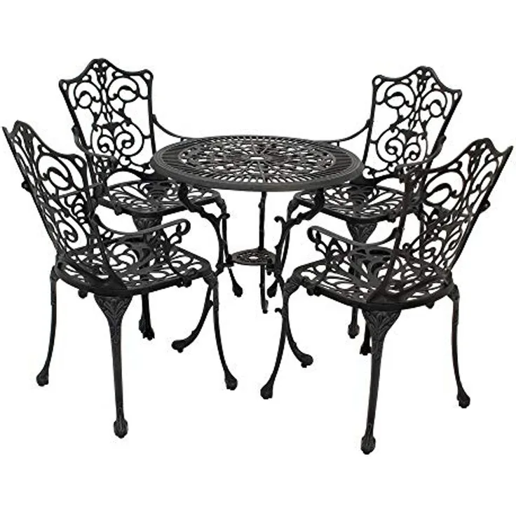 Bistroset Jugendstil 5-teilig, Aluguss grau antik