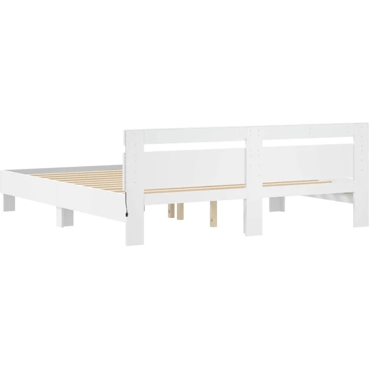 vidaXL Bettrahmen mit LED mit Kopfteil Weiß 193 x 203 cm Holzwerkstoff 3402853 – Bild 8