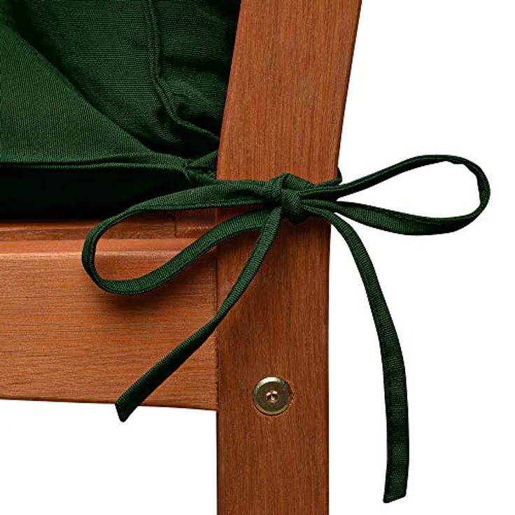 Beautissu Bankauflage Flair BR, Dunkelgrün, 48x10x100 cm, UV-beständig, Outdoor-Kissen mit Befestigungsbändern – Bild 4