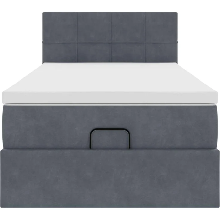 vidaXL Ottoman-Bett mit Matratze & LEDs Dunkelgrau 90x200 cm Samt 3312597 – Bild 6