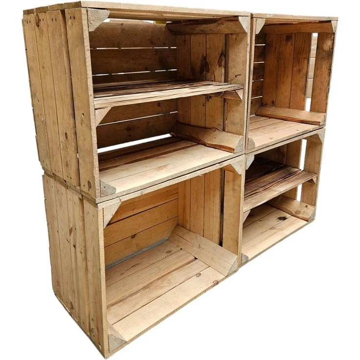 Holzkisten 4er Set 50 x 40 x 30cm mit Regal Lang Vintage Natur – Bild 4