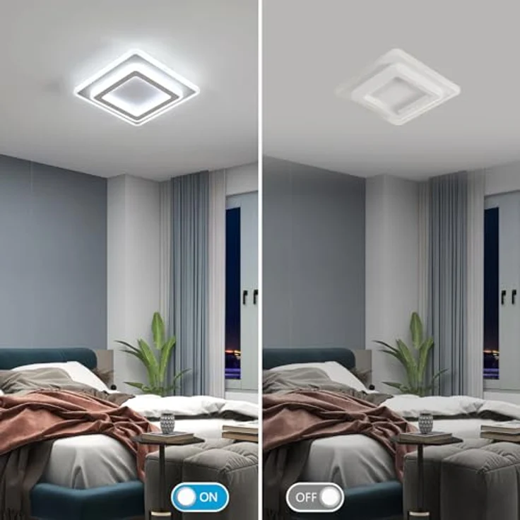 Goeco Deckenlampe LED Moderne, 44W 4950LM Quadratisch Deckenleuchte, 6500 K Kaltweißes Licht, Weiß LED Deckenbeleuchtung aus Acryl für Flur, Küche, Schlafzimmer, Wohnzimmer – Bild 5