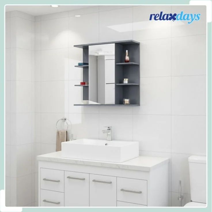 Relaxdays Spiegelschrank mit 8 Ablagen – Bild 2