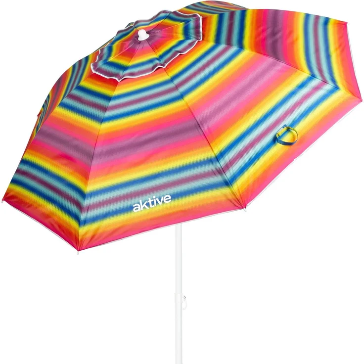 AKTIVE Strandschirm 220 cm, Windproof Sonnenschirm, Belüftungsdach, 28-32 mm Mast, UV 50 Schutz, inkl. Aufbewahrungstasche