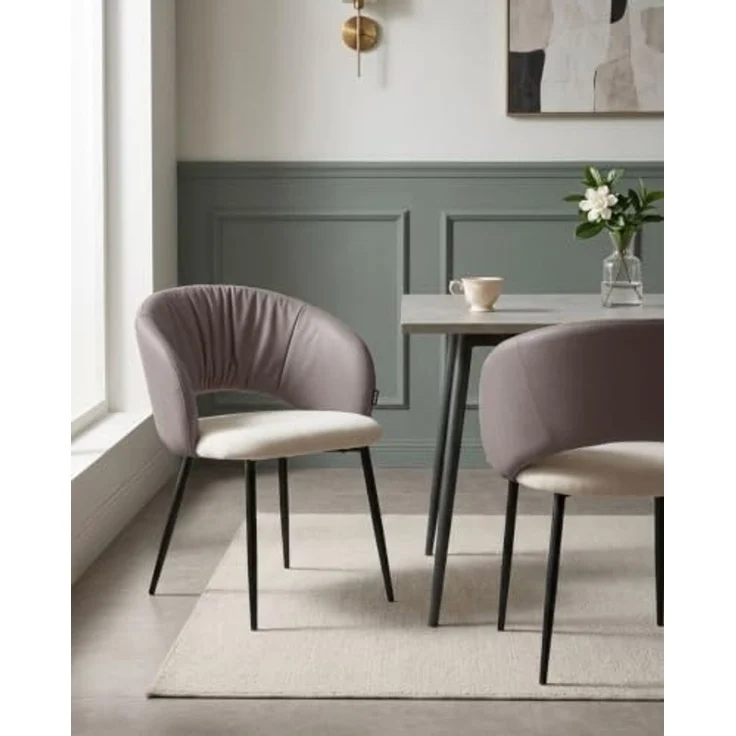 Set mit 2 Stühlen WALLA Stoff Braun – Bild 2