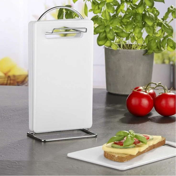 mucHome Schneidebrett 7-teiliges Frühstücks-Set 6 Schneidebretter mit verchromten Ständer, (7-St) – Bild 3