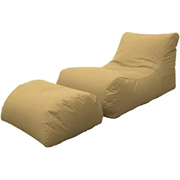 Dmora Moderne Chaiselongue fürs Wohnzimmer, Made in Italy, Sessel mit Fußstütze aus Nylon, Gepolsterter Sitzpuff für Schlafzimmer, 120x80h60 cm, Farbe Beige