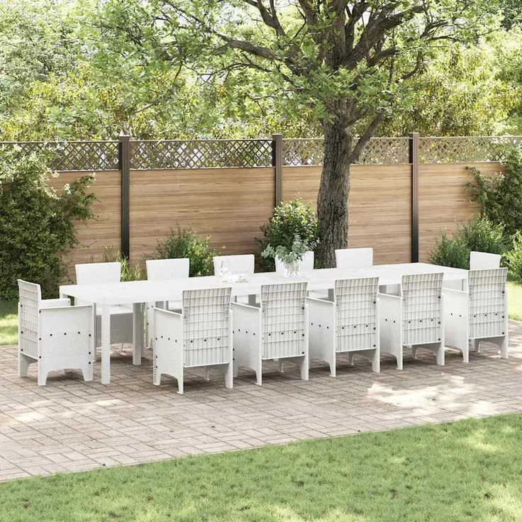 vidaXL Gartentisch Weiß 400 x 100 x 73 cm Poly-Rattan 3378530