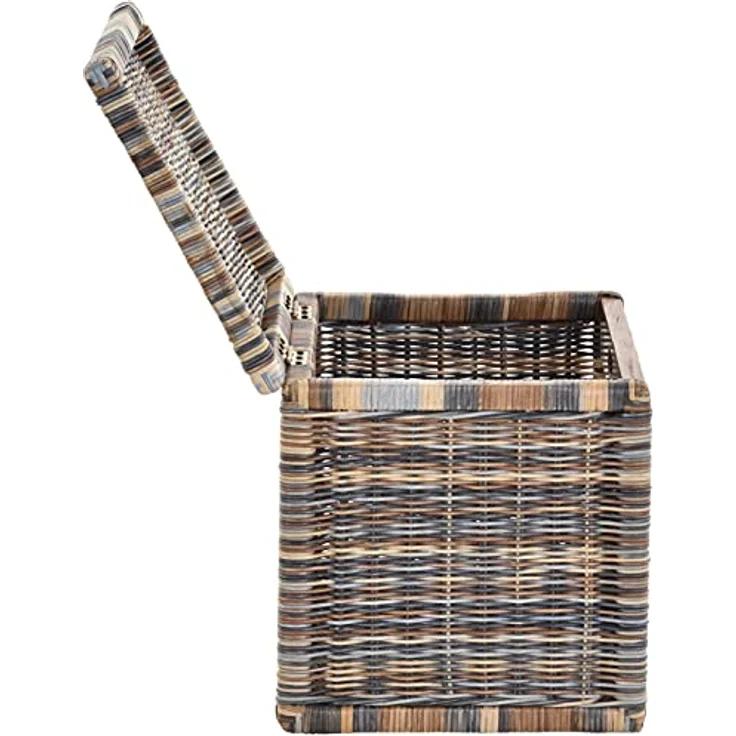 Krines Home Aufbewahrungskorb Hoher Korb mit Deckel Rattan geflochten Regalkorb Aufbewahrungsbox – Bild 5