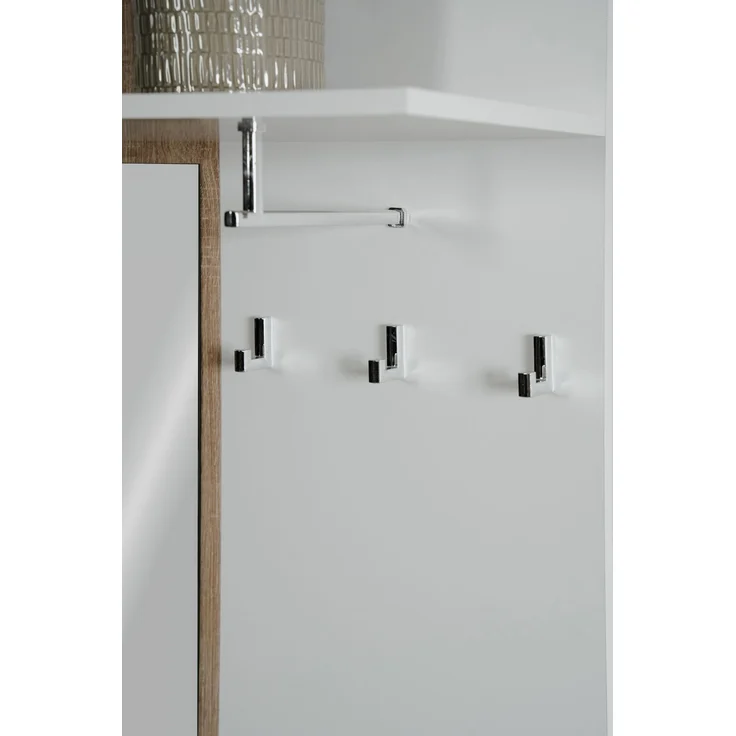 Kompaktgarderobe >Göteborg< in weiß / Dekor Sonoma Eiche - 68x195x32cm (BxHxT) – Bild 10