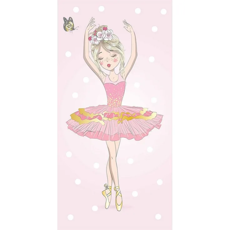 Ballerina Baumwolle Strandtuch Frottee Badetuch mit Premium Druck, 70x140 cm