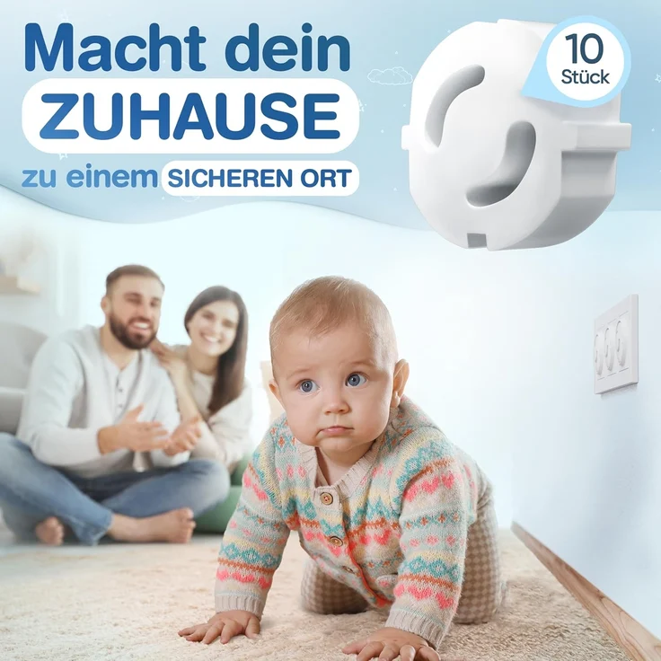 Adlersfeld® - Steckdosen Kindersicherung - [10 Stück] - Steckdosenschutz Steckbar - Kindersicherung für Steckdose - Steckdosensicherung für Babys und Kinder – Bild 5