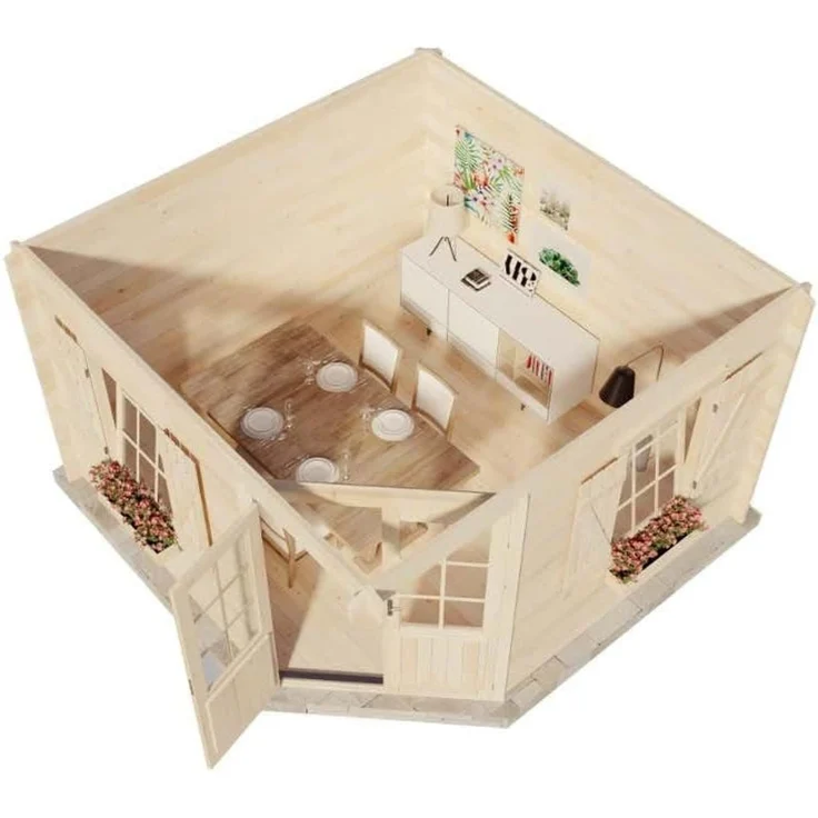 Alpholz 5-Eck Gartenhaus Monica Royal Gartenhaus aus Holz Holzhaus mit 28 mm Wandstärke Blockbohlenhaus mit Montagematerial – Bild 5