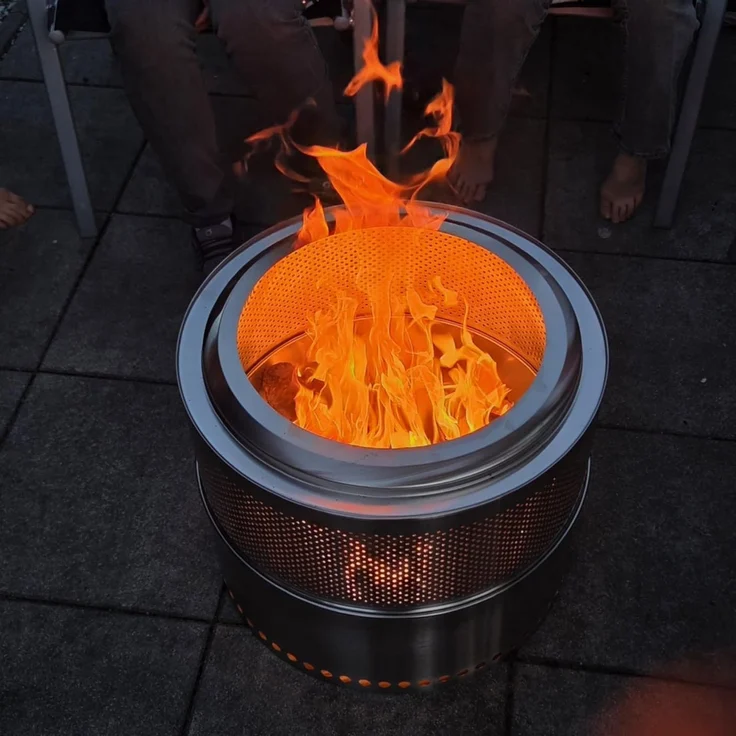 UNHO Feuerschale mit Grillrost Feuerkorb 2in1 mit Tragetasche Edelstahl Silber Ø50 cm – Bild 3