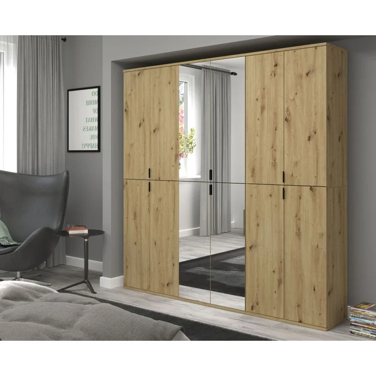 Schuhschrank mit Spiegel Line-Up in Eiche 30 x 193 cm – Bild 6