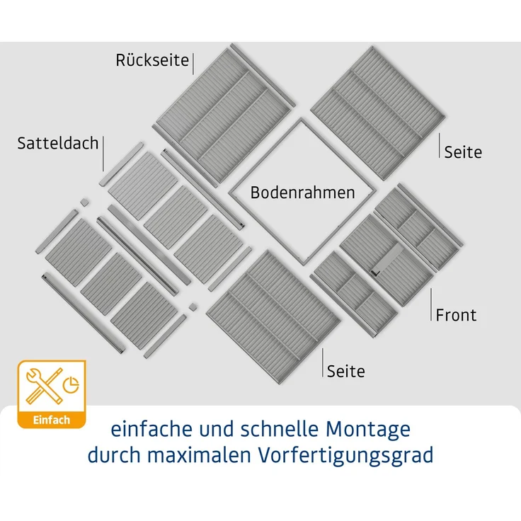 Hörmann Ecostar Metall-Gerätehaus Trend mit Satteldach Typ 3, 238x303 cm , graualuminium, 7,2 m²,2-flüglige Tür – Bild 7