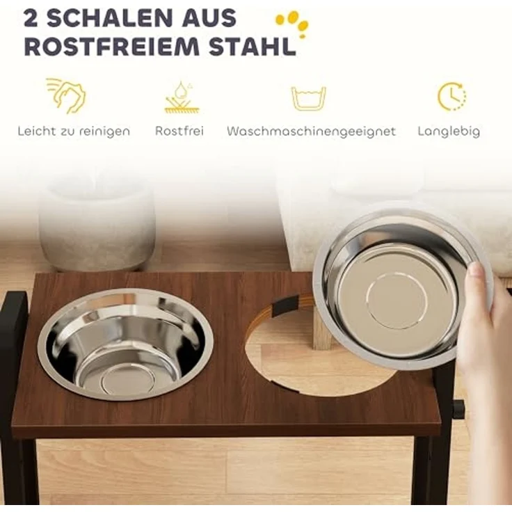 PawHut Futternapf Hundenapf, Edelstahl, Verstellbare Höhe und Neigung – Bild 5