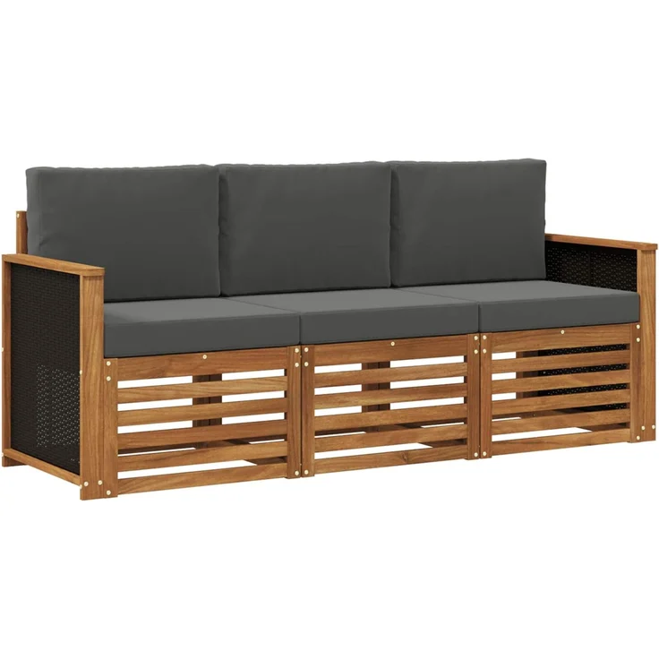 vidaXL Outdoor-Sofagarnitur 3 stk. 3-Sitzer Natur und Anthrazit 3383953 – Bild 2