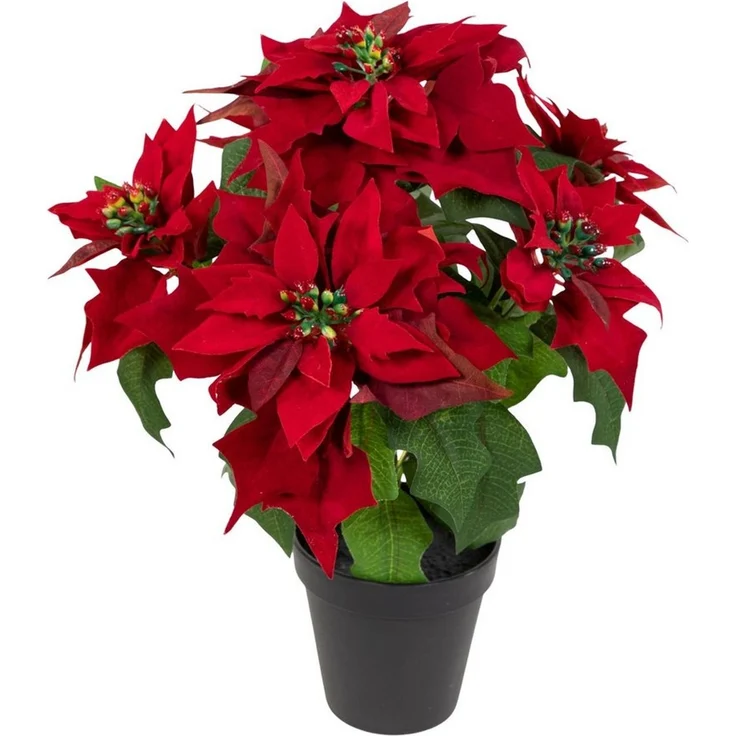 Kunstblume Weihnachtsstern Nature samt-rot im Topf PM Kunstblumen künstliche Poinsettie Blume, Seidenblumen Roß, Höhe 36 cm, mit 6 Blüten – Bild 2