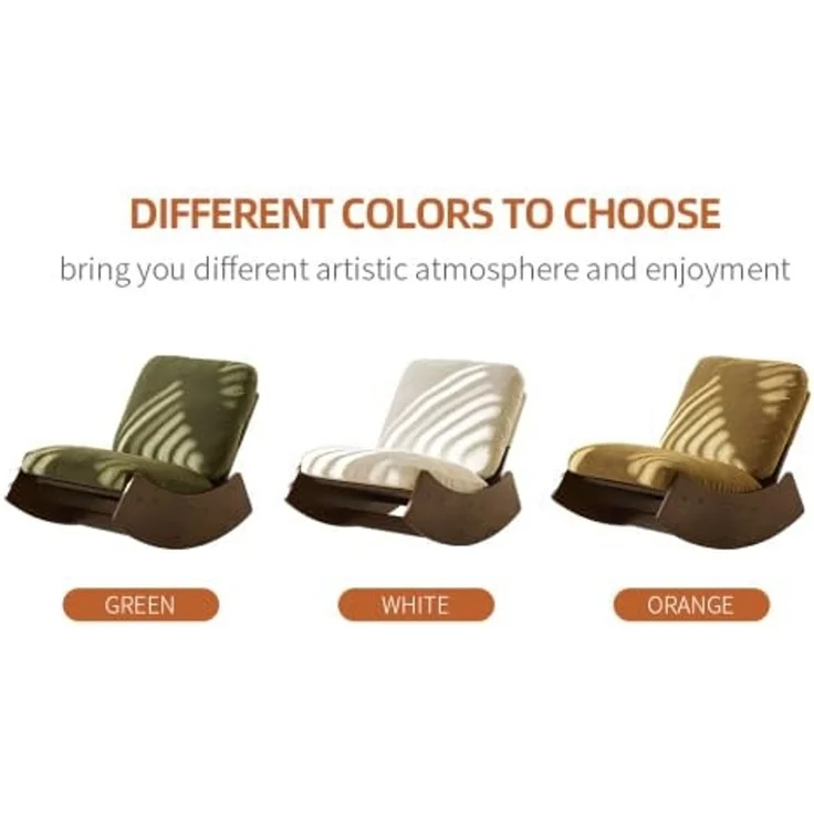 FurnitureR Relaxsessel mit Beistelltisch und Aufbewahrungskorb, Schaukelstuhl Einzelsessel aus Cordstoff mit Rundem Couchtisch 45 cm, Modernes Wohnzimmer Möbel Set, Gelb – Bild 6