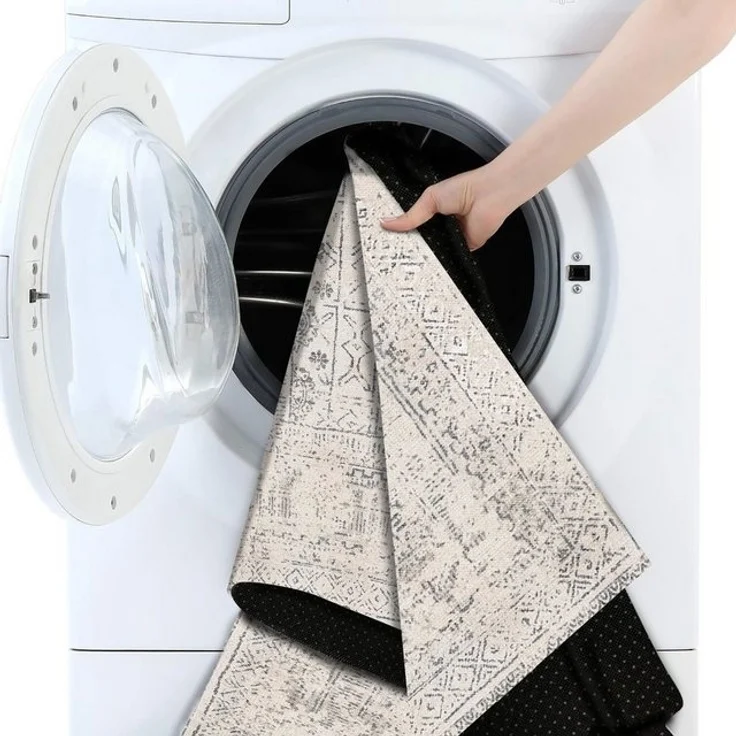 Bamyum Teppich DUNCAN Teppich mit Chenille-Druck, Waschbarer, Antibakteriell Teppich, Höhe: 80 mm, Einzelstück – Bild 4