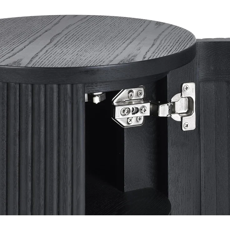 Julian Bowen Louis, schwarzer geriffelter Beistelltisch mit Tür, Eschenholz, 33x33 cm – Bild 8