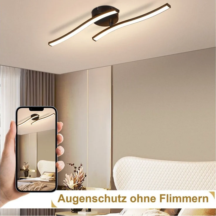 Nettlife LED Deckenleuchte Flur Schwarz Modern 6W Deckenseinbauleuchte 3000K Warmweiß, LED fest integriert, Warmweiß, Schlafzimmerlampe Warmweiß LED Deckenbeleuchtung für Küche Flur – Bild 3